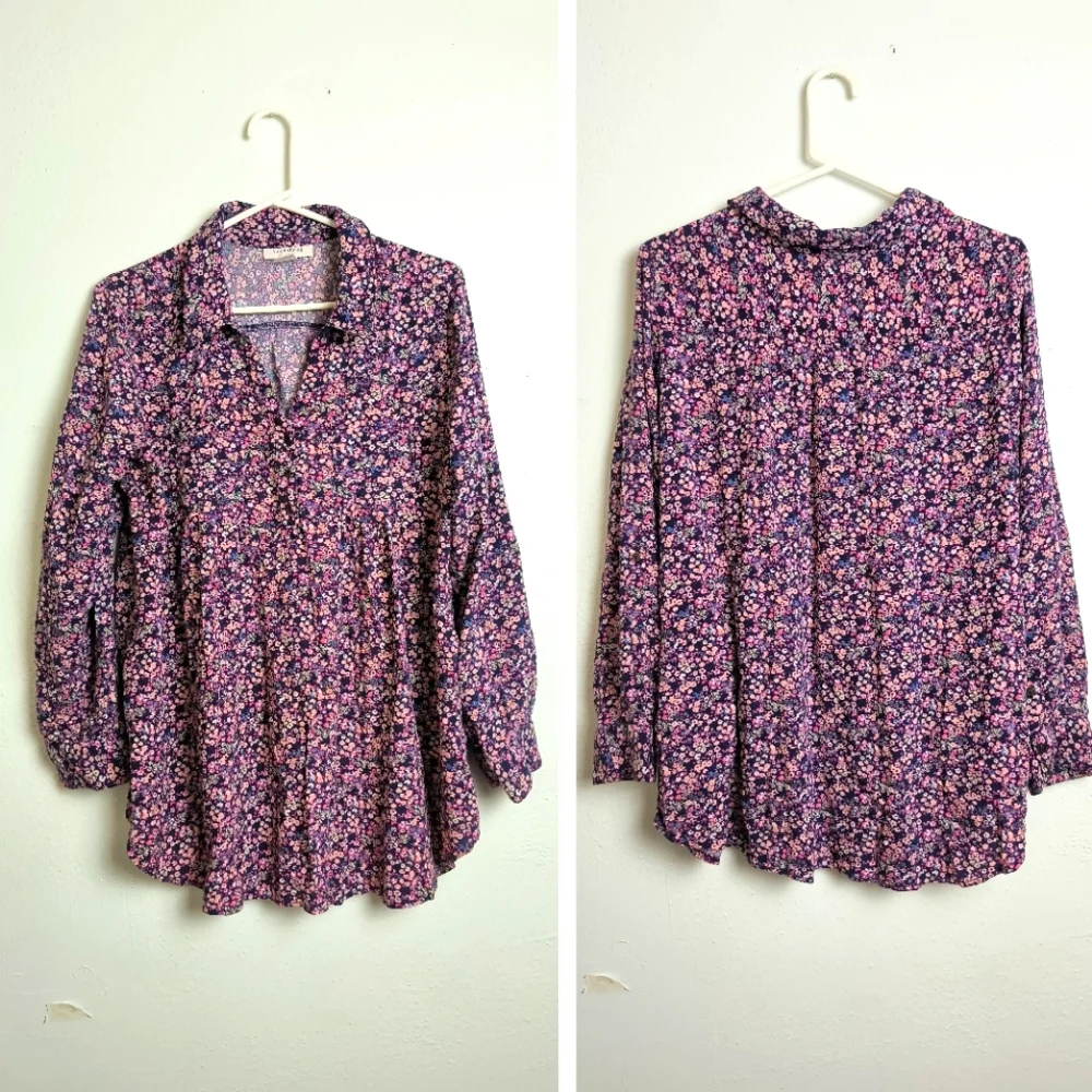 Motherhood Maternity XL Tunic Top Purple Floral